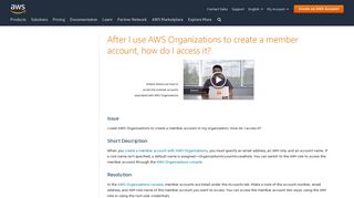 Access a Member Account Created With AWS Organizations