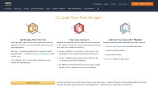Activate Your Free Tier Account - AWS - Amazon.com