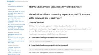 EDAMAME : Mac OS & Linux Users: Connecting to your EC2 Instance