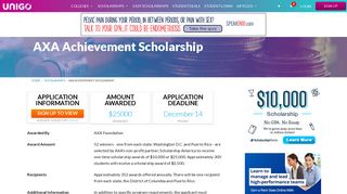 AXA Achievement Scholarship Details - Apply Now | Unigo