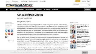 AXA Isle of Man Limited - Professional Adviser
