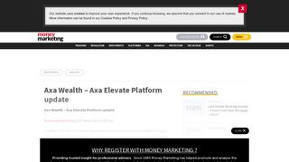 Axa Wealth - Axa Elevate Platform update - Money Marketing