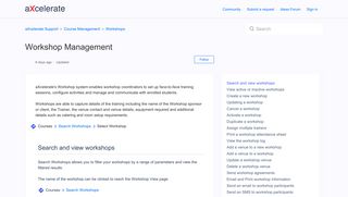 Workshop Management – aXcelerate Support