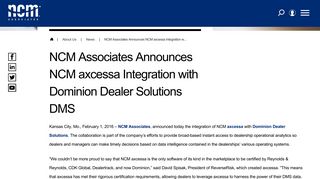 NCM Associates - NCM axcessa and Dominion Dealer Solutions