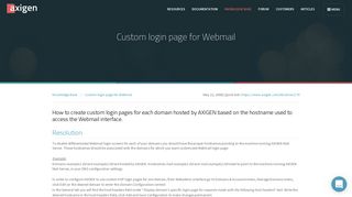 Axigen Mail Server - Custom login page for Webmail