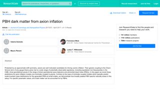 PBH dark matter from axion inflation | Request PDF - ResearchGate