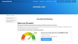 Axis bank login - Axis net banking| MyMoneyKarma