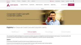 Eligibility for Corporate Credit Card with Corporate Liability - Axis Bank