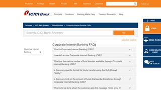 Corporate Internet Banking Faqs - ICICI Bank Answers
