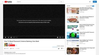 How To Reset Password | Internet Banking | Axis Bank - YouTube