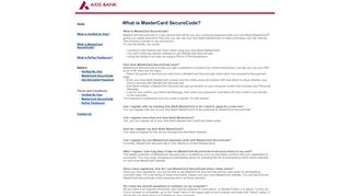 What is MasterCard SecureCode? - Axis Bank