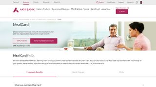 Frequently Asked Questions- Meal Cards - Axis Bank