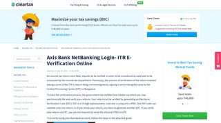Axis Bank NetBanking Login- ITR E-Verification Online - ClearTax