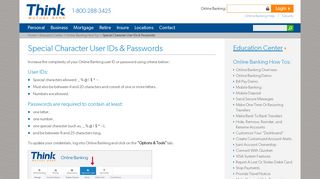 Special Character User IDs & Passwords - Online ... - Think Mutual Bank