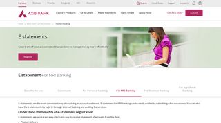 E- Statements For NRI Banking Register Online- Axis Bank