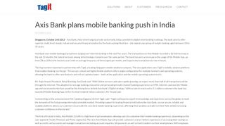 Axis Bank plans mobile banking push in India - Tagit Pte Ltd
