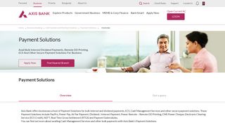 Payment Solutions for your Business Need from Axis Bank