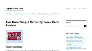 Axis Bank Single Currency Forex Card Review - CapitalVidya.com