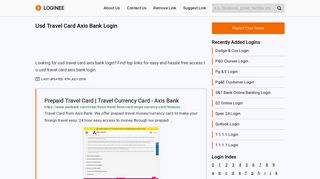 Usd Travel Card Axis Bank Login