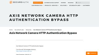 Axis Network Camera HTTP Authentication Bypass | SecureAuth