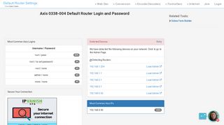 Axis 0338-004 Default Router Login and Password - Clean CSS