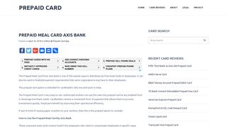 Prepaid Meal Card Axis Bank | Prepaid Card