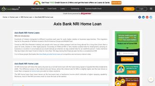 Axis Bank NRI Home loan - CreditMantri