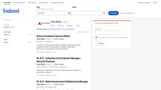 Axis Bank Jobs - January 2019 | Indeed.co.in