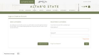 Login/Create Account - Altar'd State