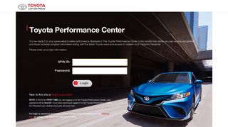 Toyota Performance Center - Login