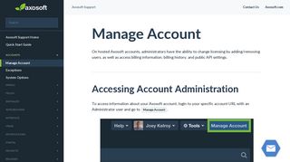 Manage Account | Axosoft Documentation