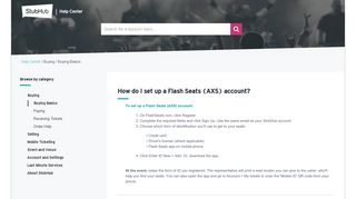 How do I set up a Flash Seats (AXS) account? - StubHub - Service