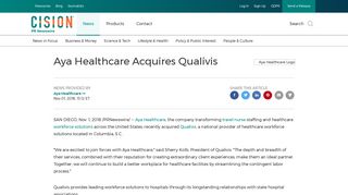 Aya Healthcare Acquires Qualivis - PR Newswire