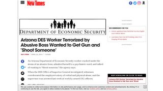 Arizona DES Worker Terrorized by Abusive Boss Wanted to Get Gun ...