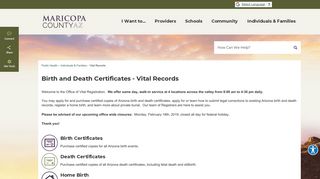 Birth and Death Certificates - Vital Records | Maricopa County, AZ