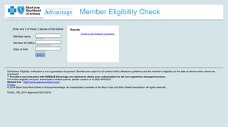 BCBSAZ Advantage : Member Eligibility Check