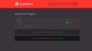 aziani.com passwords - BugMeNot