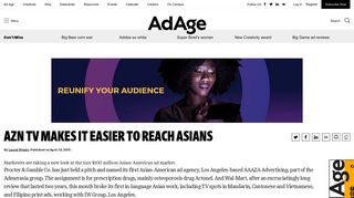 AZN TV MAKES IT EASIER TO REACH ASIANS | Multicultural - Ad Age