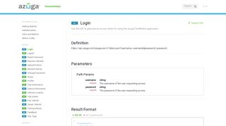 Login - Fleet API - Azuga