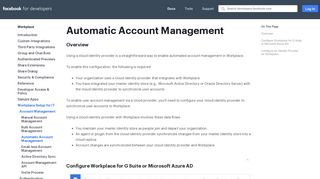 Automatic Account Management - Workplace - Facebook for Developers