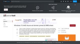 Windows 10 AAD Azure ad domain joined & SMB share - Server Fault
