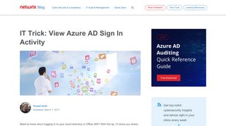 IT Trick: View Azure AD Sign In Activity – Netwrix Blog