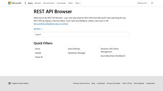 REST API Browser | Microsoft Docs