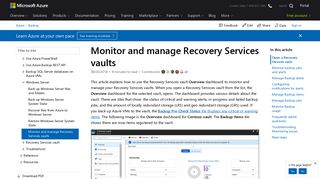 Manage Azure Recovery Services vaults and servers | Microsoft Docs
