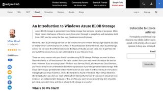 An Introduction to Windows Azure BLOB Storage - Simple Talk