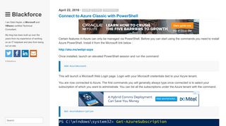 Connect to Azure Classic with PowerShell - - Blackforce