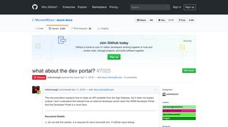 what about the dev portal? · Issue #7025 · MicrosoftDocs/azure-docs ...