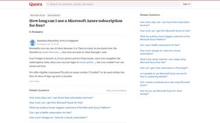 How long can I use a Microsoft Azure subscription for free? - Quora