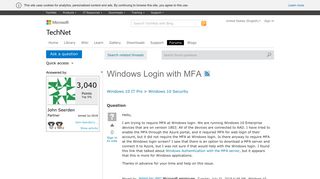 Windows Login with MFA - Microsoft