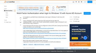 Multi-Factor Authentcation when login to Windows 10 with Azure AD ...